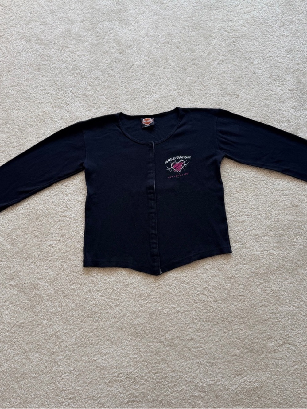 Harley Davidson Reno Nevada Snap Front Long Sleeve Top Grunge Y2K Biker Large